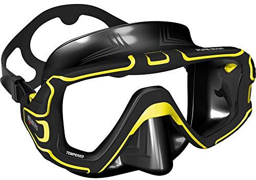 Mares Pure Edge , Maschera per Immersioni e Snorkeling, Adulto, Unisex, Nero e Giallo