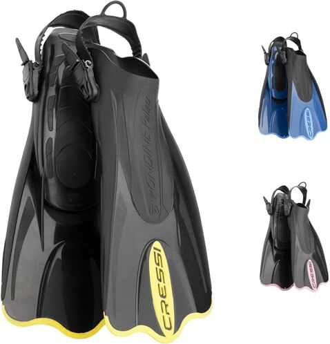 Cressi Palau Saf Pinne Corte Regolabili per Snorkeling e Nuoto, Nero/Giallo, L/XL, Unisex Adulto