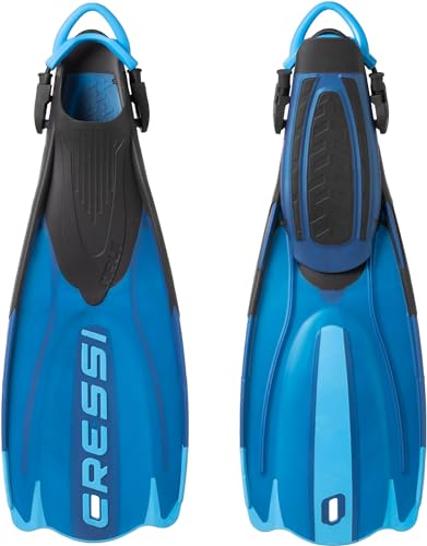 Cressi Maui Long Fins Pinne Lunghe Regolabili destinate al Nuoto e Allo Snorkeling, Blu/Azzurro, L/XL (44/47), Unisex Adulti