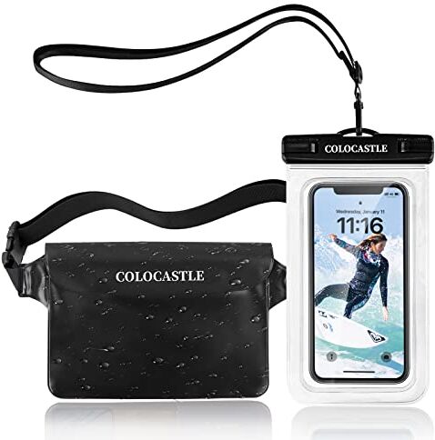 COLOCASTLE Custodia Impermeabile Smartphone, Borsa Impermeabile Mare, Sacca Stagna, Dry Bag, IP68 Marsupio Subacquea con Cintura Regolabile per Spiaggia Nuoto, Canottaggio, Pesca, Escursioni