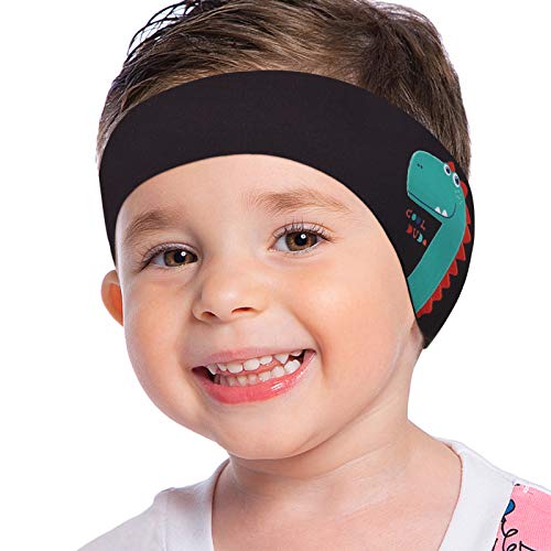 MoKo Elastica Fascia da Nuoto, Taglia M, Adatta 3-9 Età Bambini, Fascia Regolabile per Nuotare, Fascia Impermeabile da Nuoto per Bamibini, Fascia di Protezione per Orecchi da Nuoto Nero