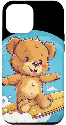 Surfer Teddy Bear Outfit Custodia per iPhone 14 Pro Max Cool surfing Teddy Bear ama onde e tavole da surf