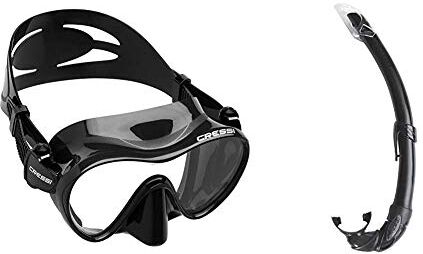 Cressi F1 Mask, Maschera Subacquea monovetro del Tipo Frameless Unisex Adulto, Nero, L & Mexico, Tubo Snorkel per Immersioni, Apnea, Snorkeling Unisex Adulto, Nero, Unica