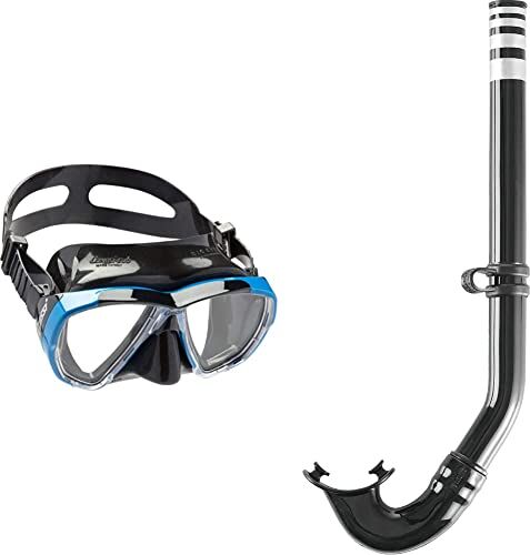 Cressi Big Eyes Mask, Maschera Subacquea con Vetri Temperati/Separati di Grande Affidabilità e Tradizione, Multicolore (Nero/Blu) & Gringo Snorkel, Unisex – Adulto, Nero