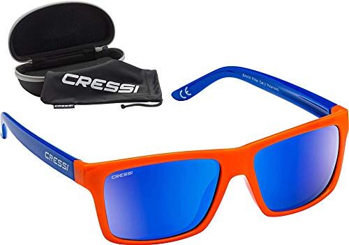 Cressi Bahia Floating, Occhiali Galleggianti Sportivi da Sole Polarizzati con Protezione UV 100% Unisex Adulto, Arancio/Royal/Lenti Specchiate Blu