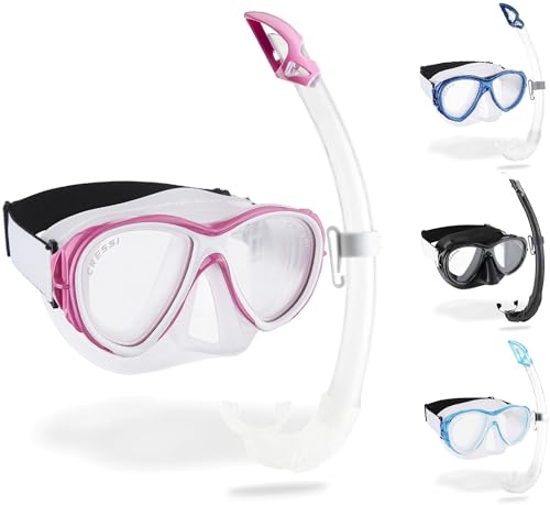 Cressi Samoa & Mexico Combo Set Maschera Samoa + Snorkel Mexico Immersioni e Snorkeling, Trasparente/Rosa, Taglia unica, Unisex Adulto