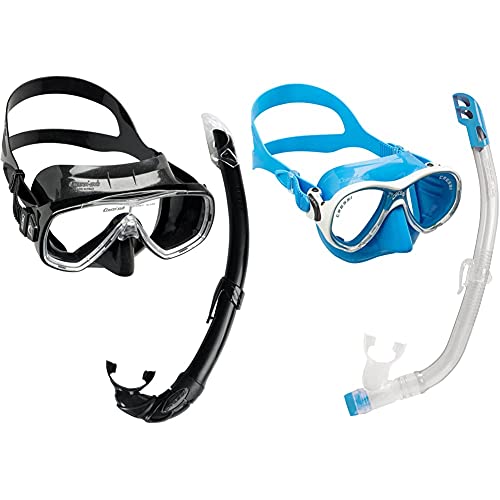 Cressi Onda Mare Combo Set Maschera Sub Onda E Snorkel Mexico, Nero & Combo Set Marea VIP Jr, Set Composto da Maschera Marea Jr E Snorkel Top Unisex Bambino, Blu/Bianco, Taglia Unica