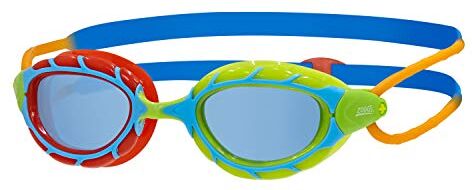 Zoggs Predator Junior, Occhialini da Nuoto Unisex-Youth, Rosso/Verde/Blu/Arancione/Tinta, 6-14 Anni