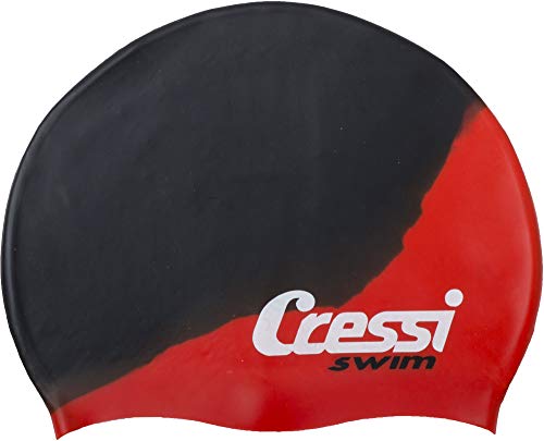 Cressi Shark, Cuffia Nuoto in Silicone Unisex Bambini, Nero/Rosso, Taglia Unica