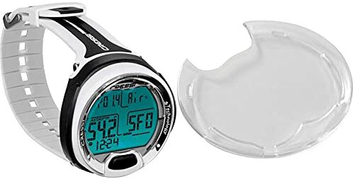 Cressi Leonardo Diving Computer Computer Subacqueo Aria/Nitrox, Modalita Profondimetro, Misura Unica, Unisex Adulto, Bianco/Nero & Schermo Protettivo per Diving Computer, Trasparente