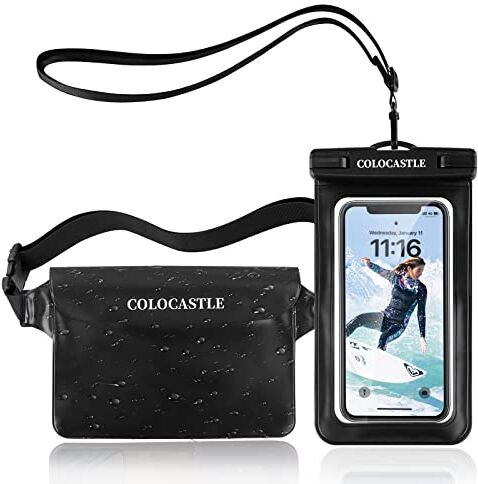 COLOCASTLE Custodia Impermeabile Smartphone, Borsa Impermeabile Mare, Sacca Stagna, Dry Bag, IP68 Marsupio Subacquea con Cintura Regolabile per Spiaggia Nuoto, Canottaggio, Pesca, Escursioni