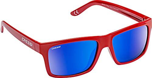 Cressi Bahia Floating Sunglasses, Occhiali Galleggianti Sportivi Da Sole Unisex Adulto, Rosso/Lente Specchiate Blu, Taglia unica