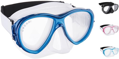 Cressi Samoa Mask Maschera Immersioni e Snorkeling, Trasparente/Blu, Taglia Unica, Unisex Adulto