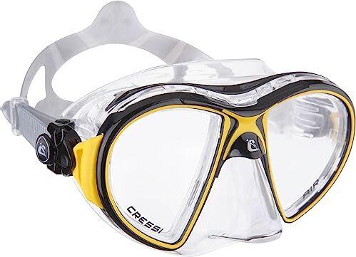 Cressi Air Mask, Maschera Subacquea Professionale Unisex-Adulto, Trasparente/Nero/Giallo, Taglia unica