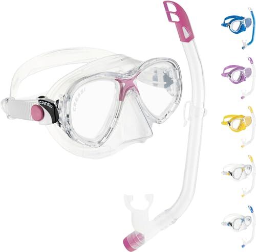 Cressi Combo Set Marea Vip Jr, Set composto da Maschera Marea Jr e Snorkel Top Unisex Bambino, Trasparente/Rosa, Taglia Unica