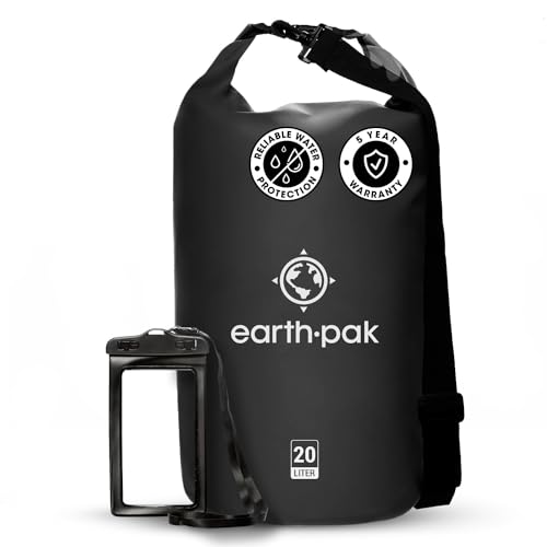 Earth Pak Borsa Impermeabile Sacca Impermeabile Ideale per Canottaggio, Kayak, Pesca, Rafting, Campeggio, e Nuoto (Nero, 30L)