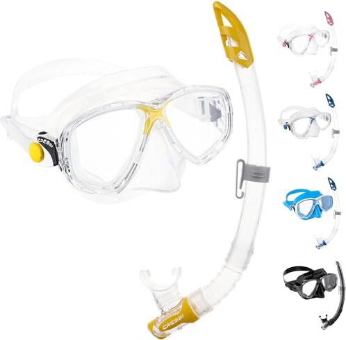 Cressi Marea Vip Combo Set Maschera Marea + Snorkel Mexico Immersioni e Snorkeling Trasparente/Giallo, Taglia Unica, Unisex Adulto