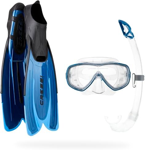 Cressi Bag, Set Pinne Agua, Maschera Onda e Aeratore Mexico Unisex, Blu, 39/40