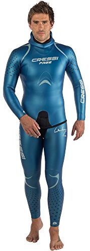 Cressi Free Man Wetsuit, Muta Completa per Apnea, Neoprene 3.5 mm, Liscio Esterno/Foderato Ultraspan Interno Uomo, Blu Metallizzato, XL/5