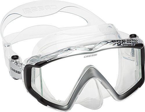 Cressi Liberty 3, Maschera per Immersioni, Apnea e Snorkeling, Disponibile in Versione Due/Tre Vetri Unisex Adulto, Trasparente/Nero/Silver, Taglia Unica