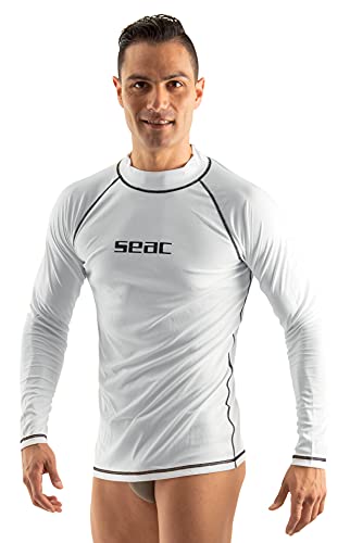 SEAC T-Sun Long Maglia Protettiva Rash Guard per Snorkeling e Nuoto Anti UV, Uomo, Bianco, XXL
