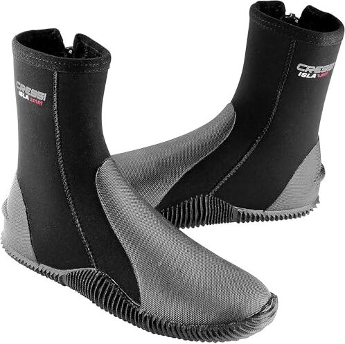 Cressi Isla Boots, Calzari per Immersione in Neoprene con Suola 3mm Unisex Adulto, Nero/Logo Rosso/3mm, 2XL