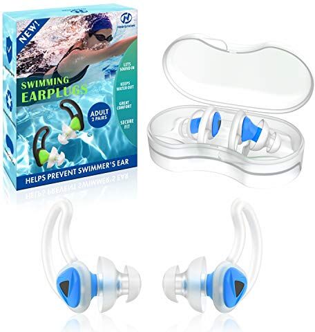 Hearprotek Tappi per orecchie da nuoto,2 paia silicone riutilizzabile acqua tappi orecchie piscina-Impermeabili tappi per le orecchie per nuotare Bagno Doccia surf (Blu)