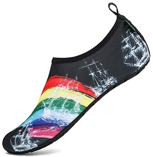 SAGUARO Scarpette Scoglio Scarpe da Sport Acquatici Barefoot Scarpe da Piscina Spiaggia Canottaggio Mare Fiume Nuoto Surf Vela Calzini per Immersione per Uomo Donna(012 Multicolore, 38/39 EU)