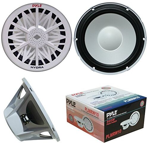 Pyle SUBWOOFER  PLMRW10 IMPERMEABILE MARINO WATER PROOF DA 10" 25,00 CM 250 MM BIANCO PER IMBARCAZIONI BARCA GOMMONE PISCINA O LOCALI ALL'APERTO SINGOLA BOBINA DA 4 OHM DA 250 WATT RMS E 500 WATT MAX