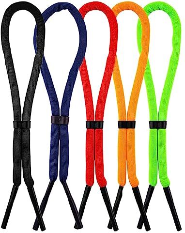 PLABBDPL 5 Pezzi 34cm Cinturino per Occhiali Galleggianti, Cinturino per Occhiali Porta Occhiali da Sole Anti-smarrimento Cinghie per Occhiali per Sport Acquatici Canottaggio Kayak Surf Uomo Donna