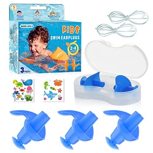 Hearprotek Tappi Orecchie Nuoto, 3 Paia Tappi Orecchie Piscina Bambini in Silicone Impermeabile Riutilizzabili per Nuotatori, Doccia, Bagno e Altri Sport Acquatici (Blu)