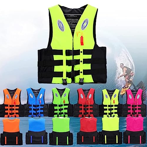 JIcloun Giubbotto di Salvataggio per Adulti/Bambini, Gilet da Nuoto in Neoprene Giubbotto Salvagente per Kayak, Sport Acquatici, Canottaggio, Paddleboarding,Giallo,M