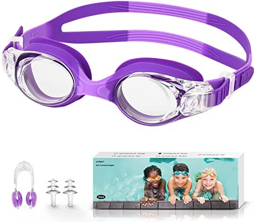 JATEKA Occhialini Nuoto Bambini Unisex Anti-Appannamento Occhiali per Bambina & Ragazzino, Onte nasale Anti-Appannamento, Anti UV, Mirror Lenti HD, Occhialini da Mare/Piscina 4-14