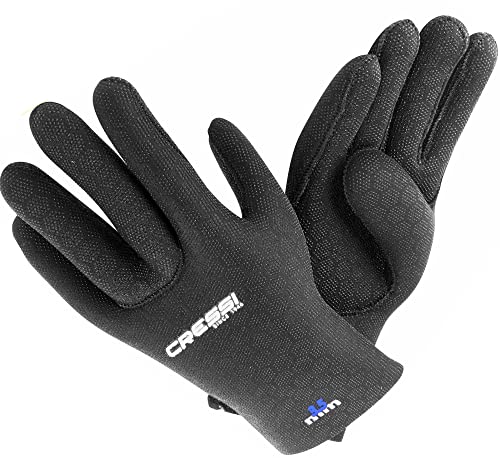 Cressi High Stretch Gloves, Guanti in Neoprene Elastico 3.5 mm per Apnea e Immersioni, Unisex Adulto, Nero/Blu, XL