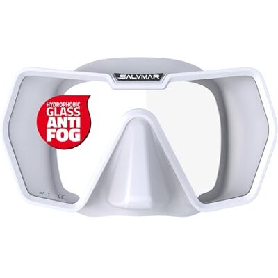 SALVIMAR Drake Anti Fog, Maschera Adulto Anti Appannamento, con cinghiolo in silicone, per immersioni subacquee e snorkeling, Bianco SALVIMAR Drake Anti Fog, Maschera Adulto Anti Appannamento, con cinghiolo in silicone, per immersioni subacquee e snorkeling, Bianco