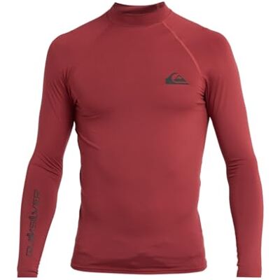 Quiksilver T-Shirt Surf Everyday UPF50 LS da Uomo, Colore: Rosso Quiksilver T-Shirt Surf Everyday UPF50 LS da Uomo, Colore: Rosso