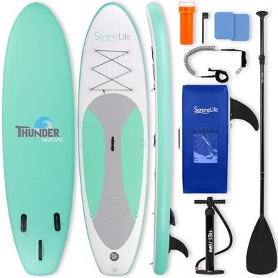SereneLife Stand up Paddle Board Gonfiabile Pagaia SUP Antiscivolo, Pompa, Cordino di Sicurezza e Accessori Divertente Tavola SUP Gonfiabile per Adulti e Giovani con Ampio Design Stabile SereneLife Stand up Paddle Board Gonfiabile Pagaia SUP Antiscivolo, Pompa, Cordino di Sicurezza e Accessori Divertente Tavola SUP Gonfiabile per Adulti e Giovani con Ampio Design Stabile