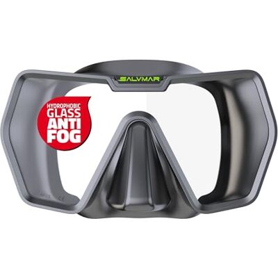 SALVIMAR Drake Anti Fog, Maschera Adulto Anti Appannamento, con cinghiolo elastico, per immersioni subacquee e snorkeling, Grigio SALVIMAR Drake Anti Fog, Maschera Adulto Anti Appannamento, con cinghiolo elastico, per immersioni subacquee e snorkeling, Grigio