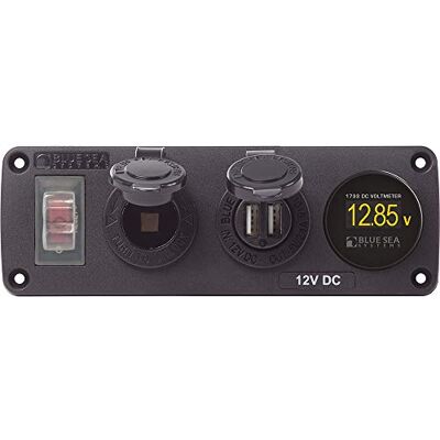 Blue Sea Systems Pannello Acc H2O USB SCKT & VMETER Blue Sea Systems Pannello Acc H2O USB SCKT & VMETER