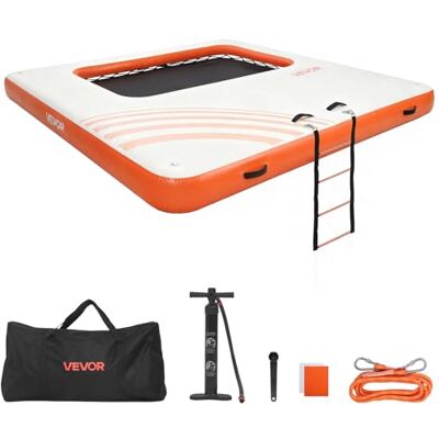 VEVOR Pontile Galleggiante Gonfiabile 3,05 x 3,05 m da Piscina, Piattaforma Gonfiabile per Piscina Mare Giochi Acquatici per Feste Vacanze, Borsa da Trasporto Scaletta Rimovibile, Arancione Bianco VEVOR Pontile Galleggiante Gonfiabile 3,05 x 3,05 m da Piscina, Piattaforma Gonfiabile per Piscina Mare Giochi Acquatici per Feste Vacanze, Borsa da Trasporto Scaletta Rimovibile, Arancione Bianco