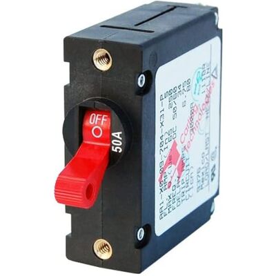 Blue Sea Systems a-Series Toggle Single Pole Circuit Breakers, Red Blue Sea Systems a-Series Toggle Single Pole Circuit Breakers, Red