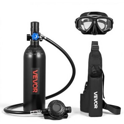 VEVOR Mini Bombola Subacquea per Immersioni, Set di Bombola Subacquea Portatile Riutilizzabile 1 L Bombole ad Aria Compressa con Autonomia Fino a 20 Minuti, con Borsa a Spalla e Maschera Sub Singola VEVOR Mini Bombola Subacquea per Immersioni, Set di Bombola Subacquea Portatile Riutilizzabile 1 L Bombole ad Aria Compressa con Autonomia Fino a 20 Minuti, con Borsa a Spalla e Maschera Sub Singola