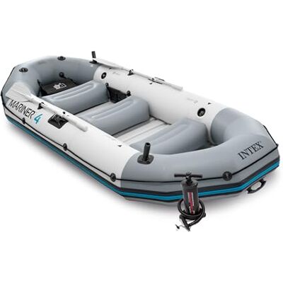 Intex 68376, Set Canotto Mariner Gonfiabile con Remi, Blu/Grigio, 4 Persone Intex 68376, Set Canotto Mariner Gonfiabile con Remi, Blu/Grigio, 4 Persone