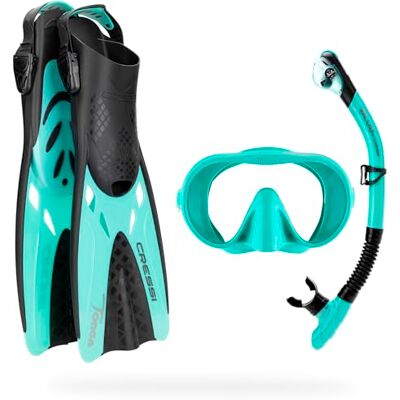 Cressi Musa Explorer Set Aqua Green S/M Set Maschera, Pinne, Snorkel per Adulti, Verde Acqua S/M Cressi Musa Explorer Set Aqua Green S/M Set Maschera, Pinne, Snorkel per Adulti, Verde Acqua S/M