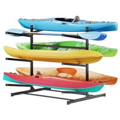 VEVOR Supporto Porta Kayak da 6 Pezzi, Stand da Pavimento per Kayak, Supporto da Terra Autoportante per Deposito Bifacciale Canoe Tavola da Surf SUP da Garage per Spiaggia Mare, Carico Max. 180 kg VEVOR Supporto Porta Kayak da 6 Pezzi, Stand da Pavimento per Kayak, Supporto da Terra Autoportante per Deposito Bifacciale Canoe Tavola da Surf SUP da Garage per Spiaggia Mare, Carico Max. 180 kg