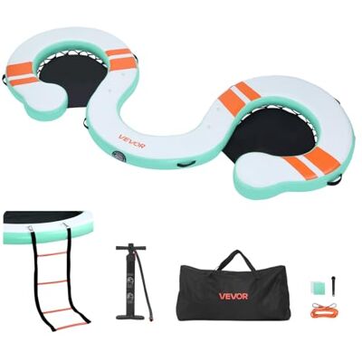 VEVOR Pontile Galleggiante Gonfiabile 4,57 x 1,83 m da Mare Piscina, Piattaforma Galleggiante Superficie Antiscivolo con Scaletta Staccabile Borsa da Trasporto, Isola d'Acqua per Piscina Spiaggia Mare VEVOR Pontile Galleggiante Gonfiabile 4,57 x 1,83 m da Mare Piscina, Piattaforma Galleggiante Superficie Antiscivolo con Scaletta Staccabile Borsa da Trasporto, Isola d'Acqua per Piscina Spiaggia Mare