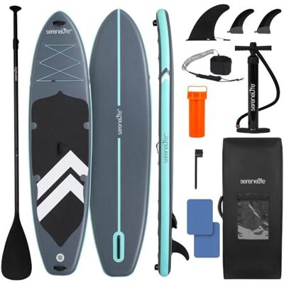 SereneLife SUP Gonfiabile XL, Tavola Sup Extra Larga per Adulti, Stand Up Paddle Board per Bambini e Animali, Deck Antiscivolo, Design Stabile e Leggero, Accessori Premium, Capacità 200 kg SereneLife SUP Gonfiabile XL, Tavola Sup Extra Larga per Adulti, Stand Up Paddle Board per Bambini e Animali, Deck Antiscivolo, Design Stabile e Leggero, Accessori Premium, Capacità 200 kg