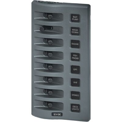 Blue Sea Systems WeatherDeck Pannello interruttori impermeabile a 8 posizioni, 12 V CC Blue Sea Systems WeatherDeck Pannello interruttori impermeabile a 8 posizioni, 12 V CC