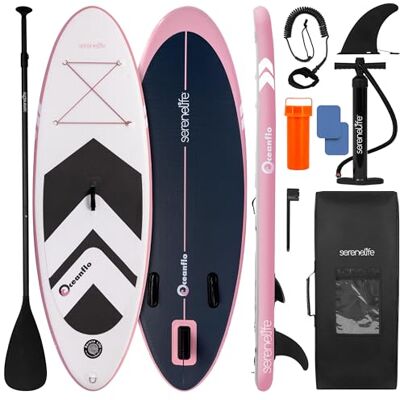 SereneLife SUP Gonfiabile per Bambini e Ragazzi 237 cm, Tavola Sup Larga 76 cm con Deck Antiscivolo, Stand Up Paddle Board Design Stabile, Include Pagaia Regolabile e Zaino, Capacità 90 kg SereneLife SUP Gonfiabile per Bambini e Ragazzi 237 cm, Tavola Sup Larga 76 cm con Deck Antiscivolo, Stand Up Paddle Board Design Stabile, Include Pagaia Regolabile e Zaino, Capacità 90 kg
