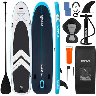 SereneLife SUP Gonfiabile, Tavola SUP, Stand Up Paddle Board 371 cm XL, Fino a 204 kg, Design Stabile 86 cm, EVA Antiscivolo, com Sedile, Accessori Premium per Adulti, Giovani, Principianti e Famiglia SereneLife SUP Gonfiabile, Tavola SUP, Stand Up Paddle Board 371 cm XL, Fino a 204 kg, Design Stabile 86 cm, EVA Antiscivolo, com Sedile, Accessori Premium per Adulti, Giovani, Principianti e Famiglia